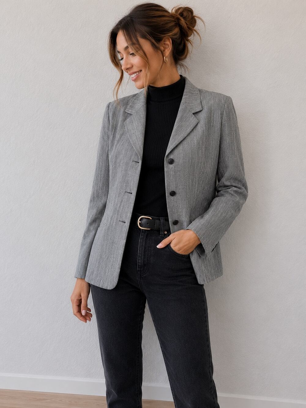 VINTAGE Pendleton Gray Virgin Wool Blazer Tall USA Made Career Jacket | Size 8